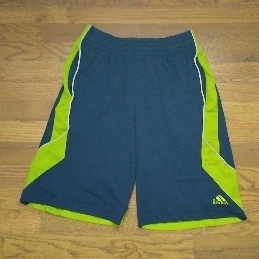 Adidas Basketball Shorts Youth Size 10/13 Blue and Lime Green